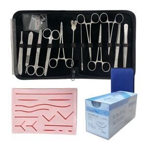 Combo Kit de Disección 13 Piezas + Caja de Sutura + Almohadilla
