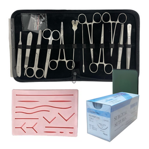 Combo Kit de Disección 13 Piezas + Caja de Sutura + Almohadilla